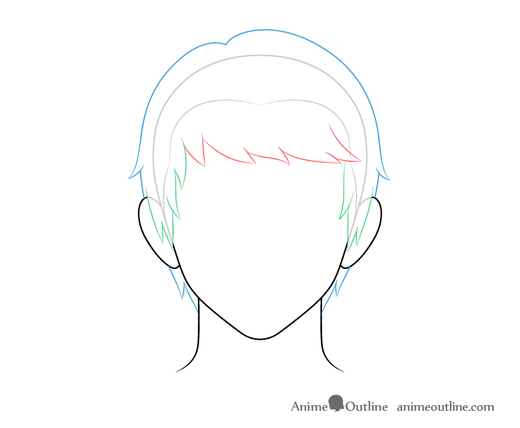 Anime combed male hair back and top drawing