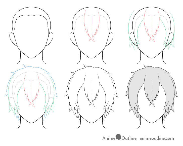 Featured image of post How To Draw Anime Boy Hair Cute Straight hair wavy hair pigtails and short hair