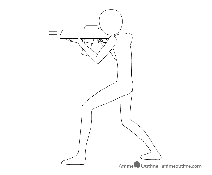 Anime aiming pose arms drawing