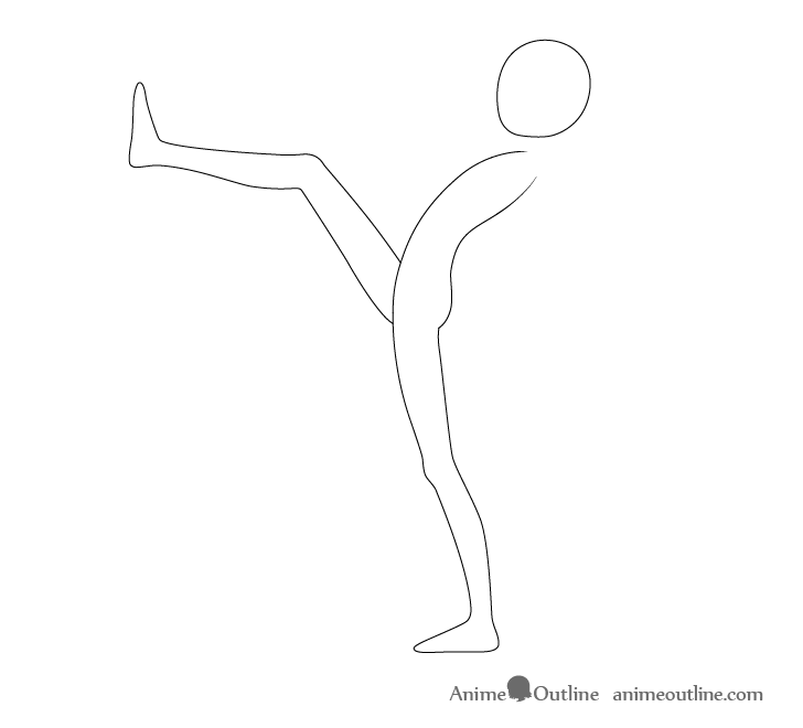 Anime kicking pose legs drawing