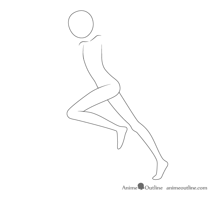 Dibujo de piernas de pose corriendo anime