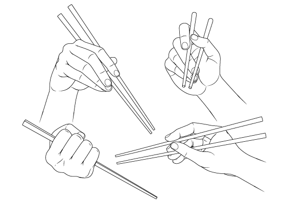 Anime hands holding chopsticks drawing