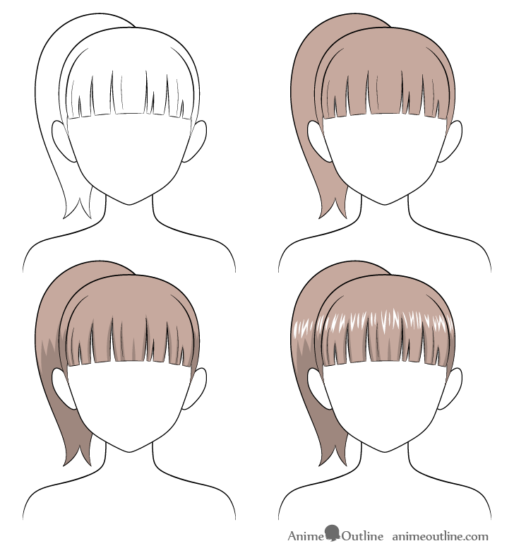 How To Shade Anime Hair Step By Step Animeoutline