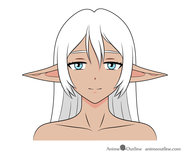 Cute anime girl elf ears licking a popsickle