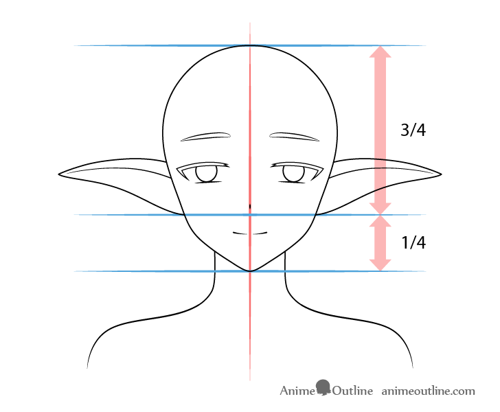 Anime medium lowered elf ears drawing.