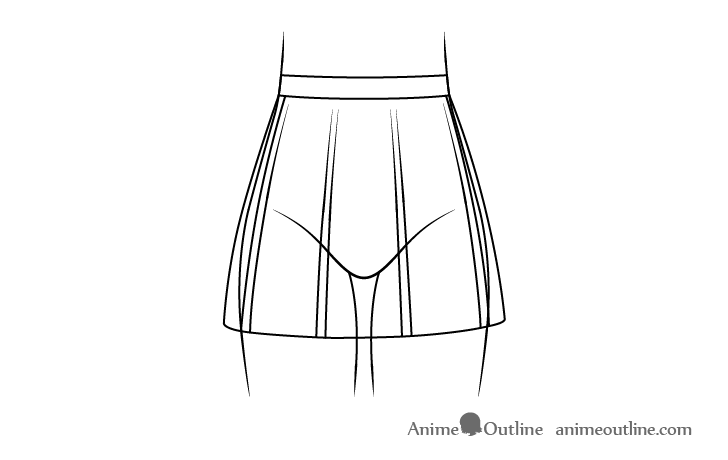 Anime skirt with folds drawing