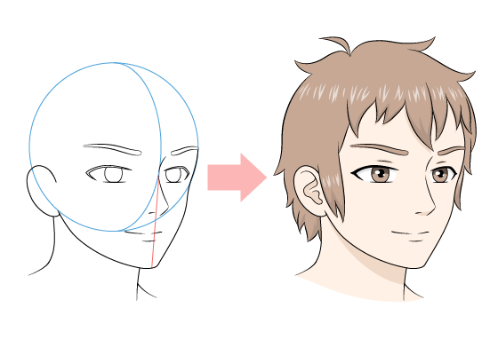 Anime male face 3/4 view