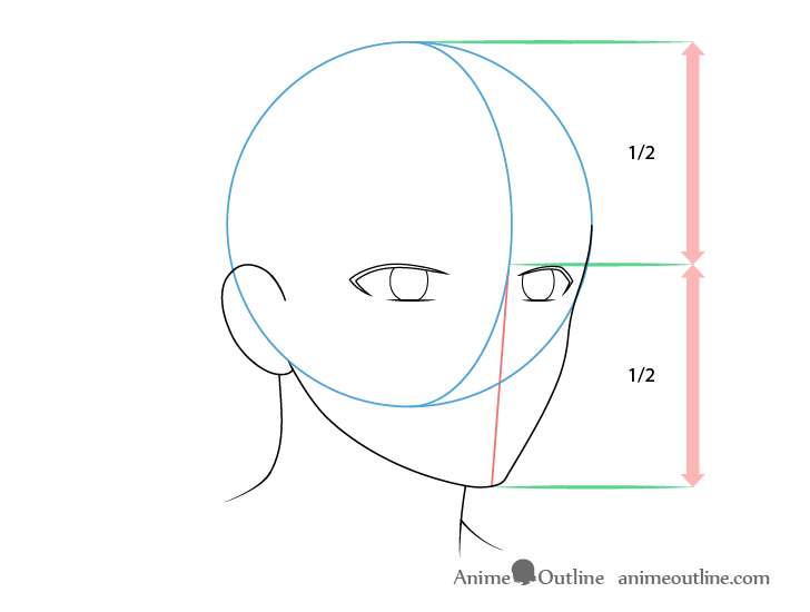 Anime male face 3/4 view eyes drawing