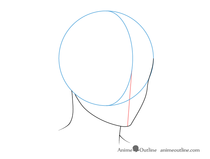 Anime male neck 3/4 view drawing
