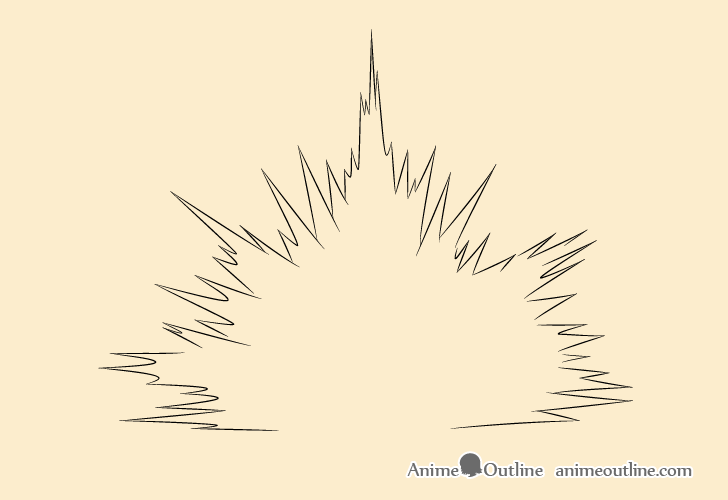 Blast explosion outline details drawing