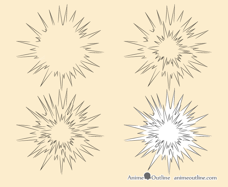 Explosion in air drawing step by step