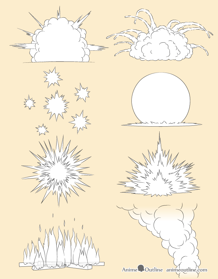 How To Draw Explosions Smoke Fire Step By Step Animeoutline