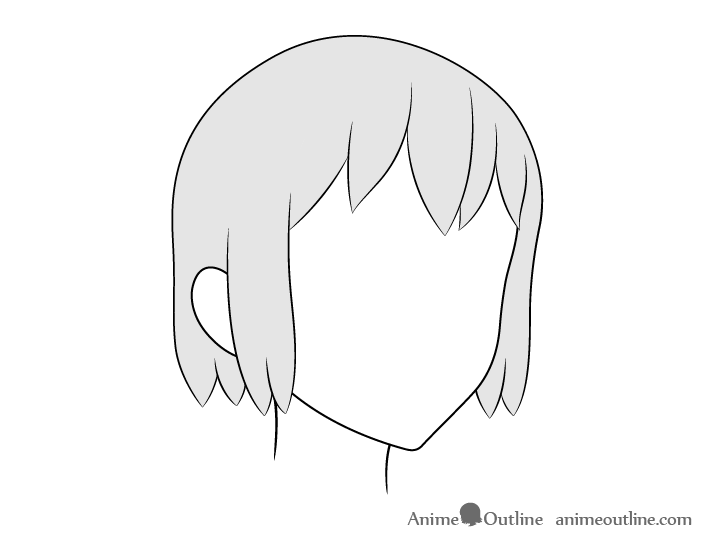 Anime hair 3/4 view drawing