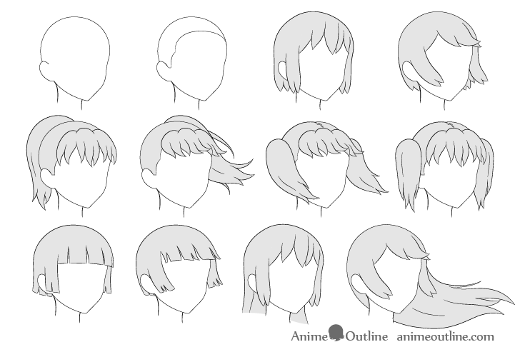 Female Anime Hair 2  Anime hair Hair sketch Drawings