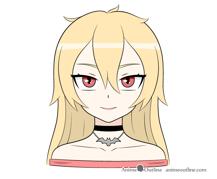 Anime vampire girl blonde hair drawing