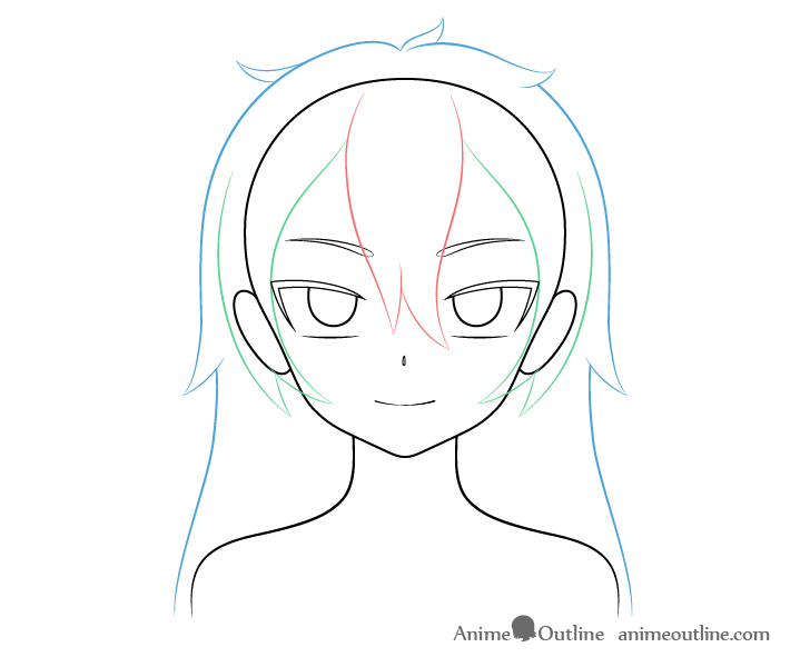 Anime vampire girl hair back drawing