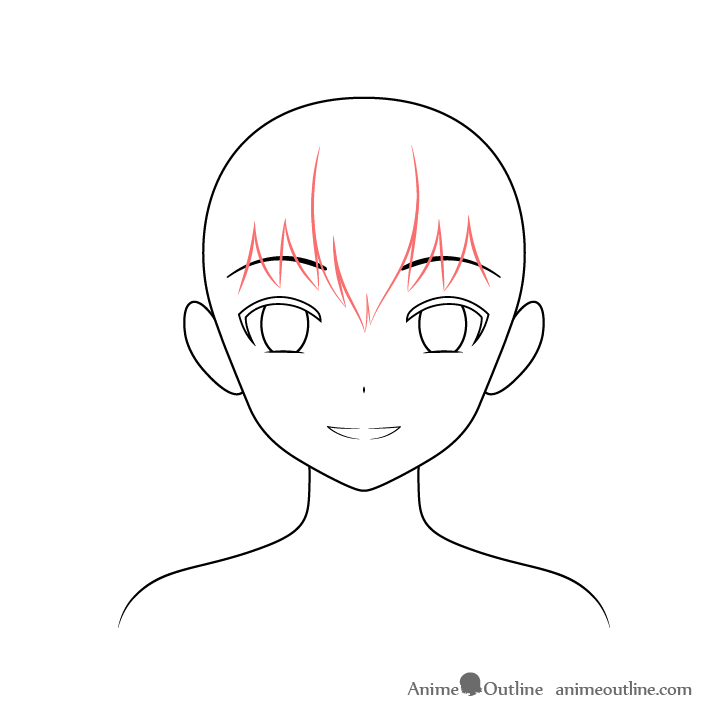 Anime Christmas girl hair front drawing