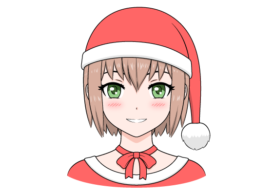 Anime Christmas girl Santa hat