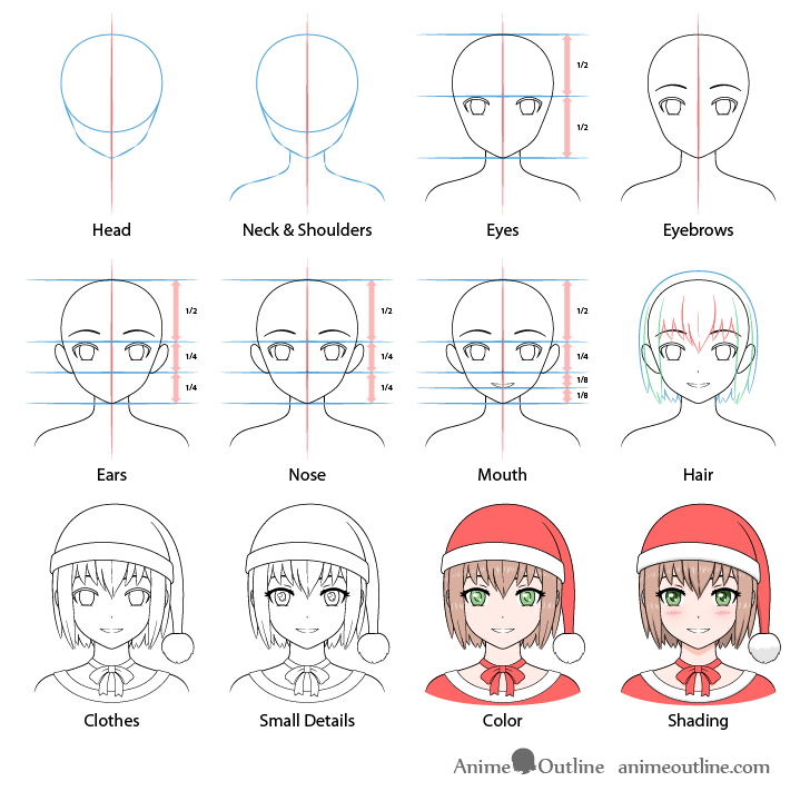 Draw anime ChristMas Pretty Girl  YouTube