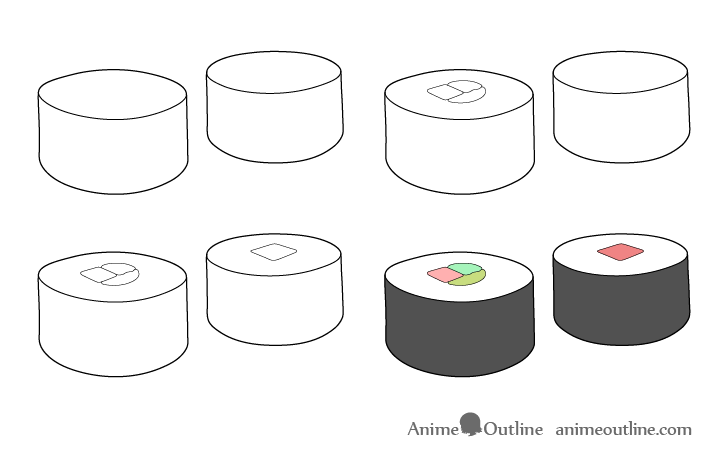 Sushi drawing step by step