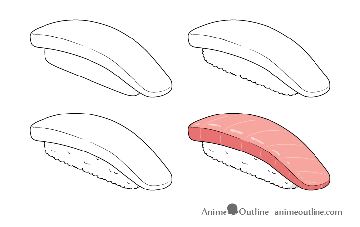 Sushi nigiri drawing step by step