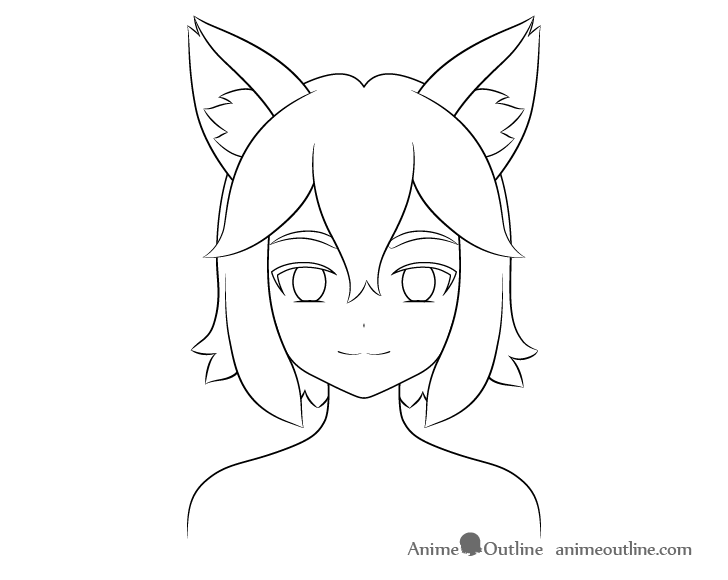 Anime fox girl ear fluff drawing