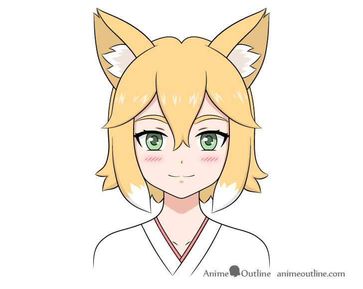 Anime fox girl drawing