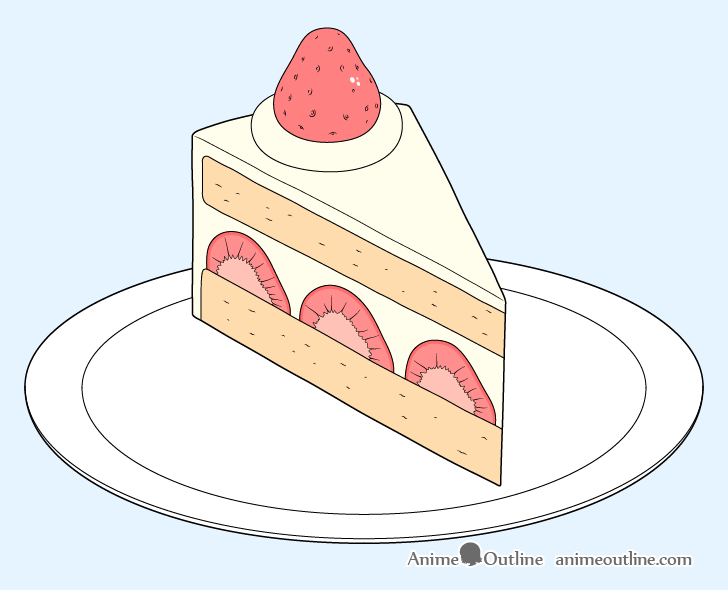 How to Draw a Slice of Cake Step by Step - AnimeOutline
