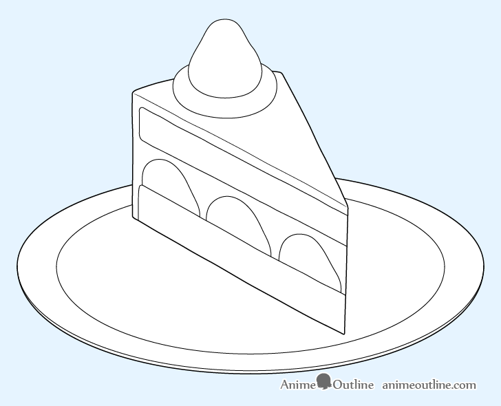 Cake slice strawberry slices drawing