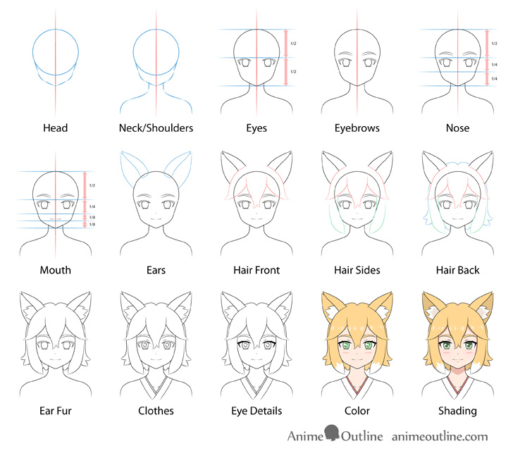 How to Draw an Anime Fox Girl Step by Step - AnimeOutline