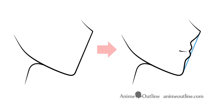 Anime mouth side view drawing with alternative lip shape