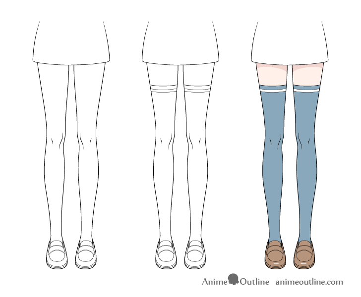 Anime stockings drawing step by step