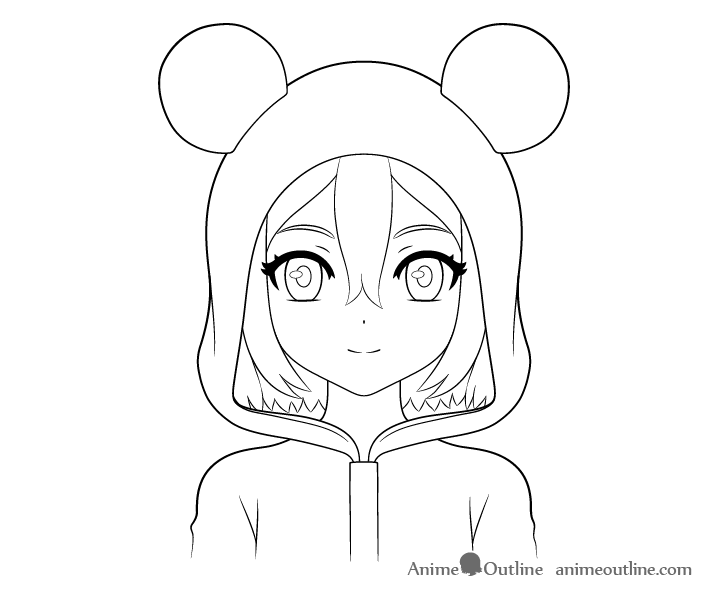 Anime panda girl eye details drawing