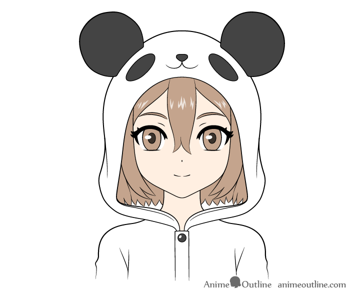 Anime panda girl drawing coloring