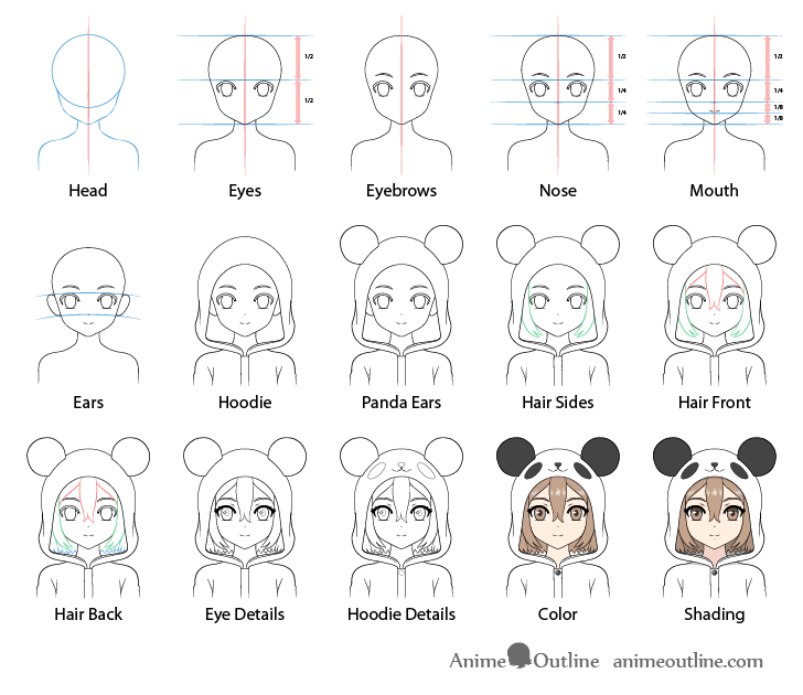 How to Draw an Anime Panda Girl Step by Step - AnimeOutline