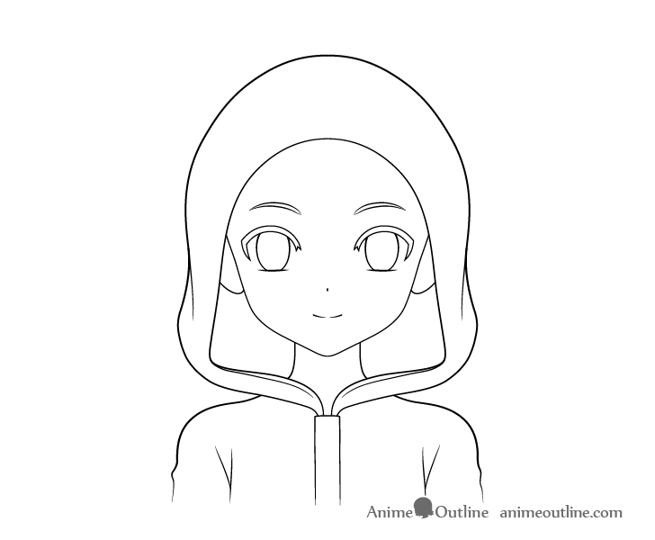 Anime panda girl hoodie drawing