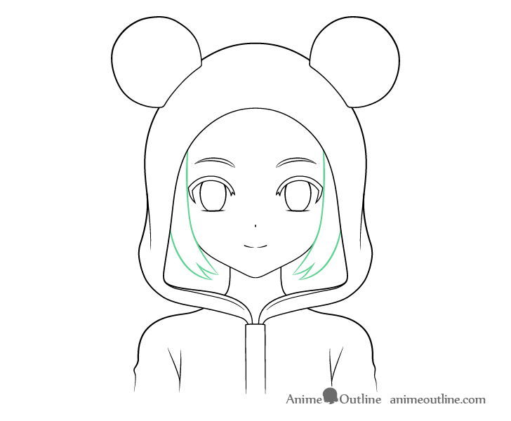 Anime panda girl sides hair drawing