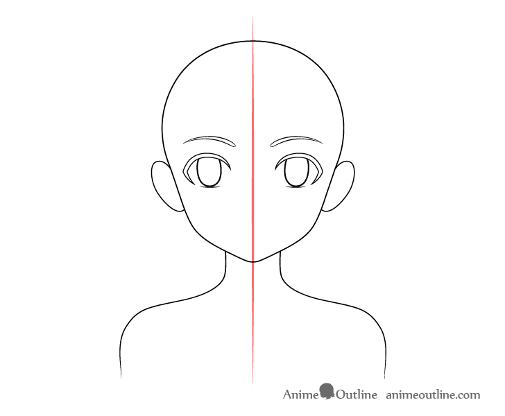 Anime girl in mask eyebrows drawing
