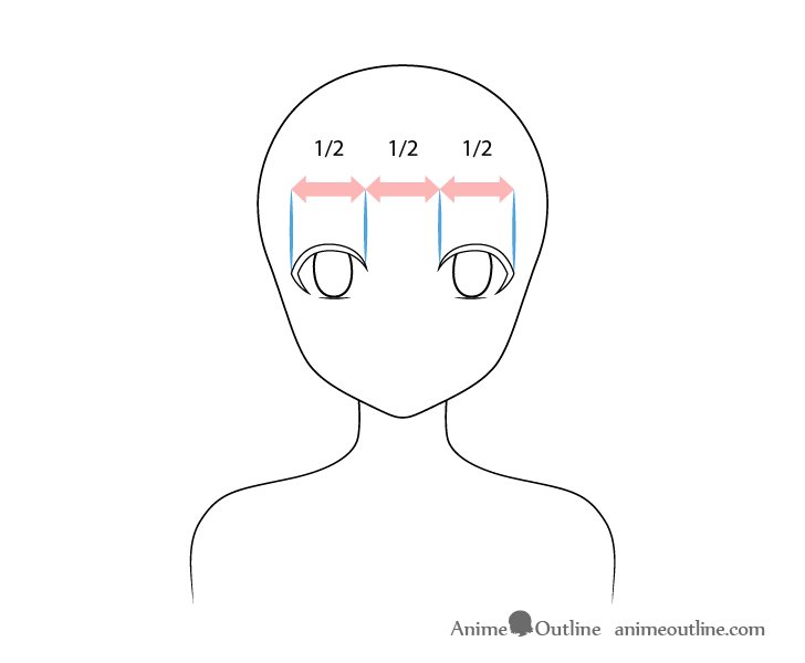 Anime girl in mask eyes drawing spacing