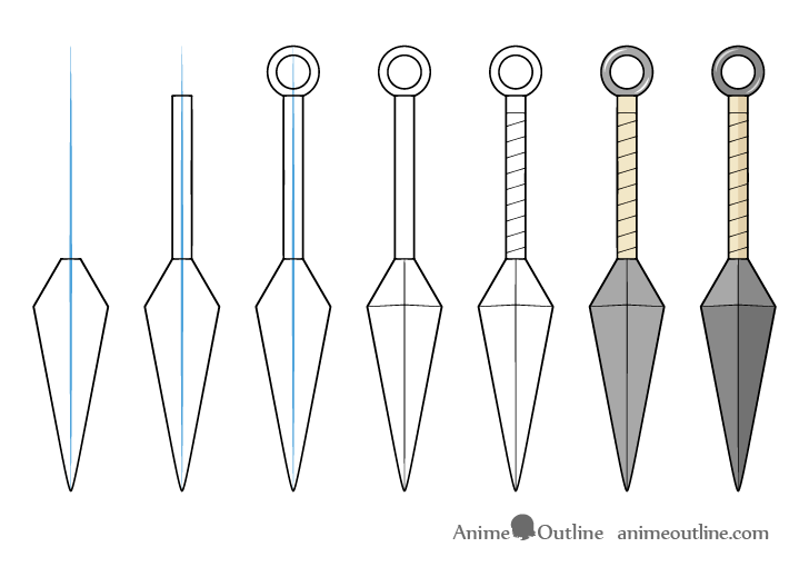 Kunai drawing step by step