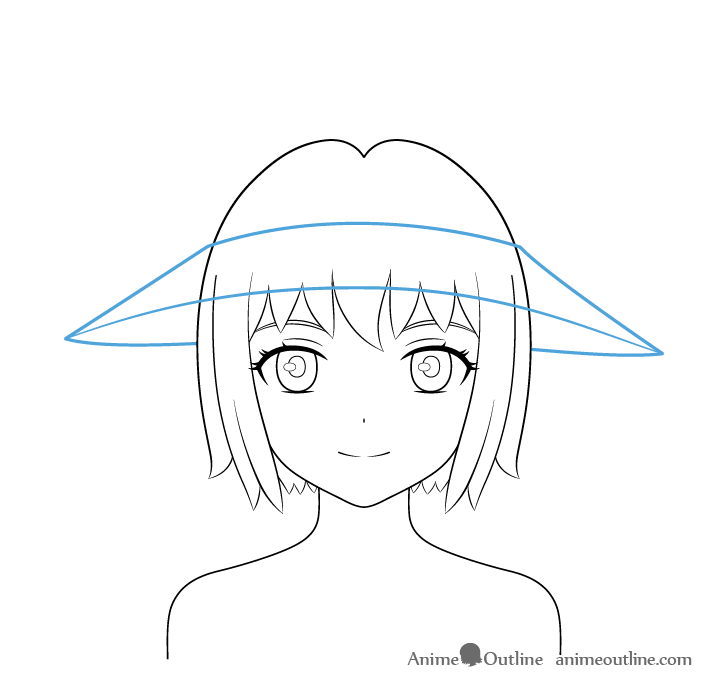 Anime wizard girl hat brim drawing