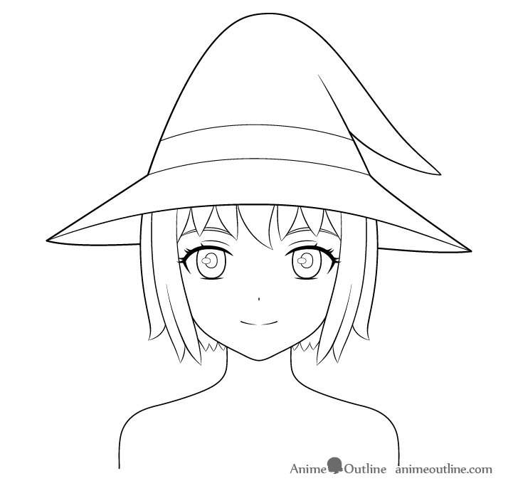 Anime wizard girl hat drawing