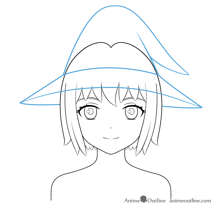 Anime wizard girl hat outline