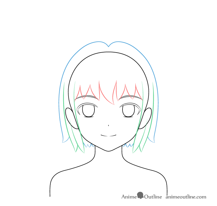 Anime wizard girl hair back drawing