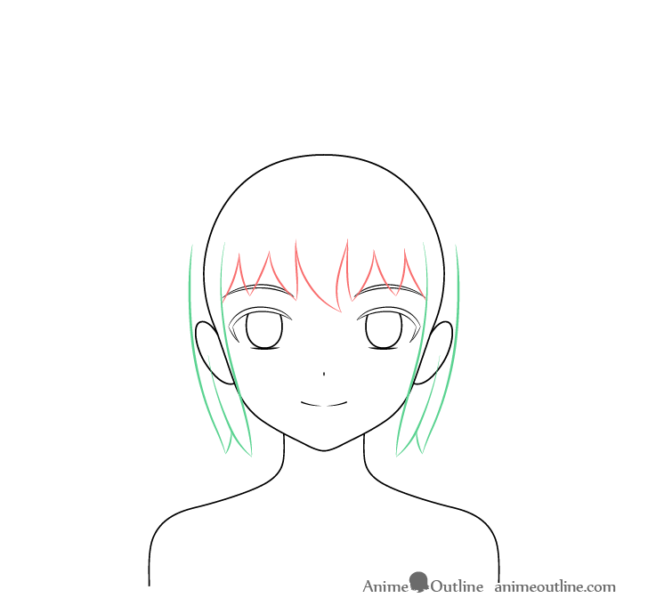 Anime wizard girl hair sides drawing