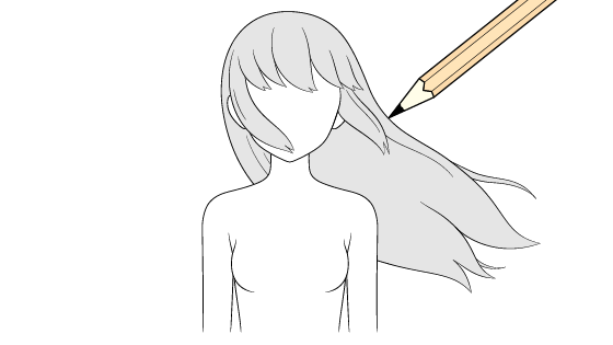 How to draw anime hair in wind video tutorial