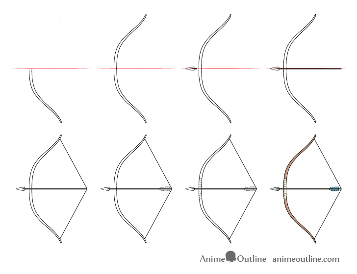 Bow and arrow drawing step by step