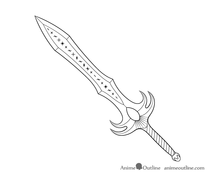 Evil sword line drawing