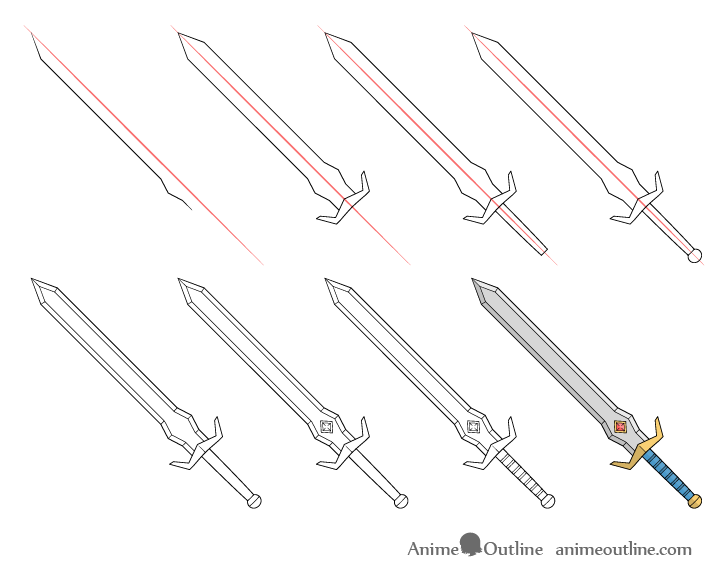 Sword drawing step by step