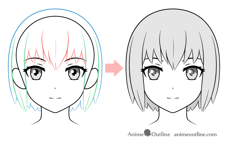 Anime girl hair drawing